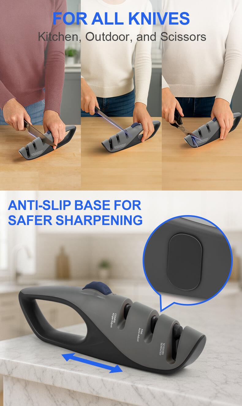 Vectroniva Adjustable Kitchen Knife Sharpener – Manual Blade Sharpener for Kitchen Knives & Pocket Knives, Dual-Stage Sharpening Stone Alternative | Kitchen Tools & Gadgets (Afilador de Cuchillos)