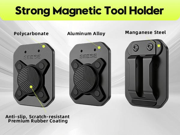 SEESE Magnetic Tool Holder-Clip-On Belt Magnet for Screws,Nails,Hammers,Sockets,Pliers,Screwdrivers,Trowels,Drill Bits,Wrenches &More Heavy Duty