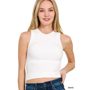 Zenana Built In Bra Seamless Crop Tank Top