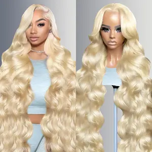 613 36 Inch Lace Front Wig Human Hair 13x6 Transparent Lace 12A 180 Density Blonde Body Wave Lace Front Wigs Human Hair  613 HD Lace Frontal Wig