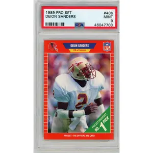 Deion Sanders 1989 Pro Set Football Rookie Card RC #486 Graded PSA 9