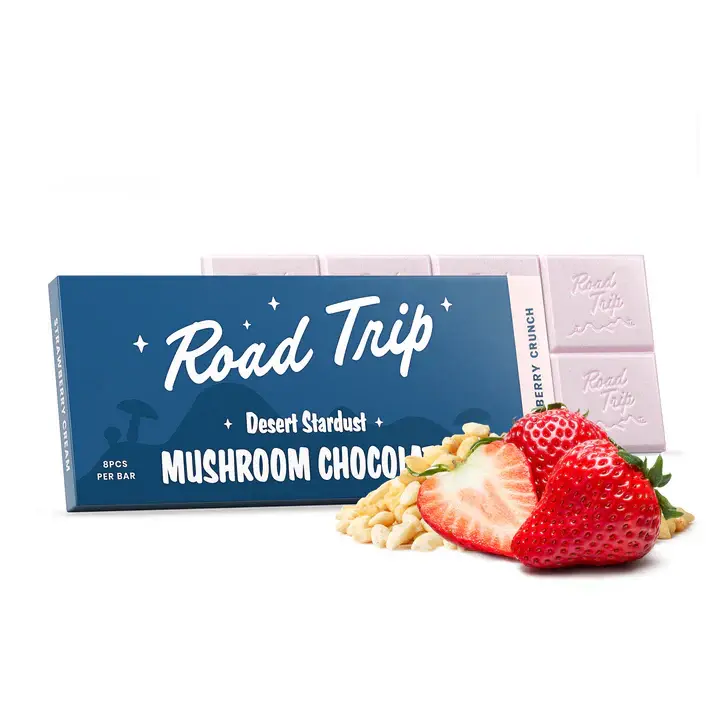 Road Trip Mushroom Chocolate Bar Strawberry Crunch 1 Ct For Enhanced Energy & Focus