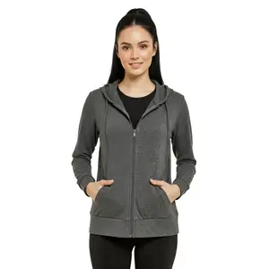 Women’s Lightweight Cotton Hoodie with Packets Full Zip Up Cotton Blend Drawstring Regular & Plus Size S-3XL Casual Zipper Hooded Sweatshirt Womenswear Activewear for Spring Fall Winter Outdoor