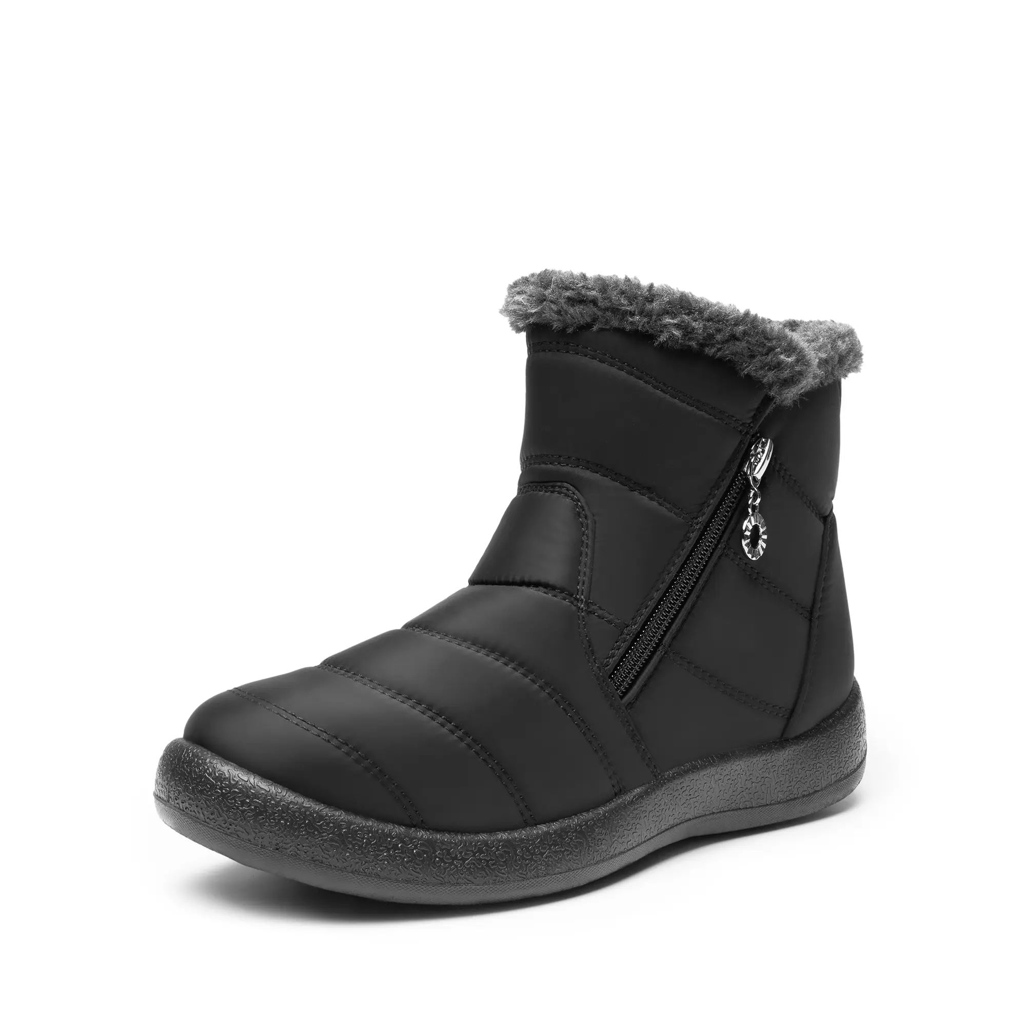 Dream Pairs Women's Faux Fur Lined Winter Ankle Boots - Zipper Closure, Lightweight Casual Flat Heel, PU Outsole, Polyurethane, Thick Faux Fur, Shock Absorbent, Great for Work and Weekends, Winter Boot Shoes
