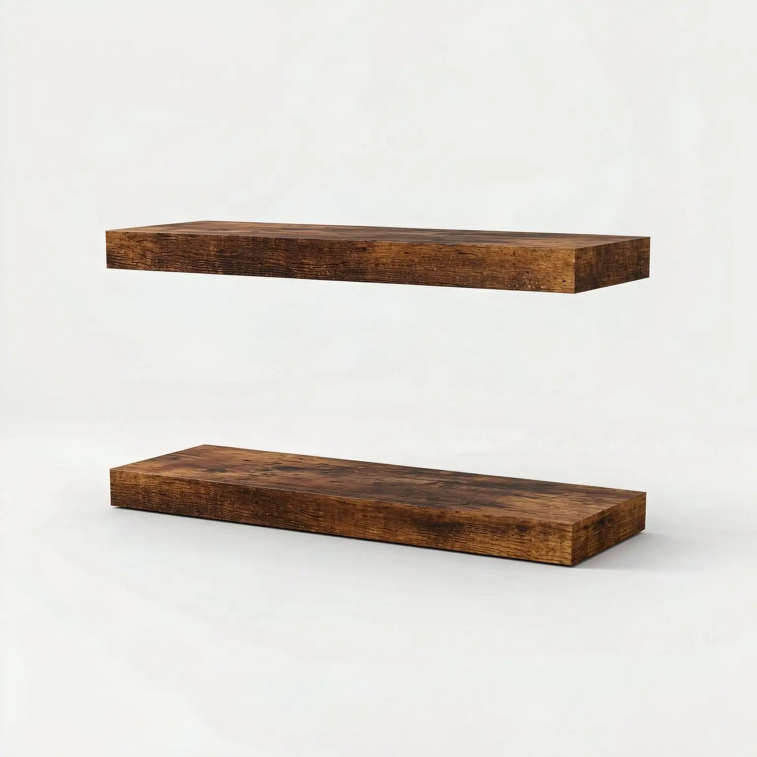 2-Pack 22.5" Rustic Heavy-Duty Floating Shelves with Metal Brackets (22lb Capacity) - Farmhouse Home Decor, Kitchen Organizer