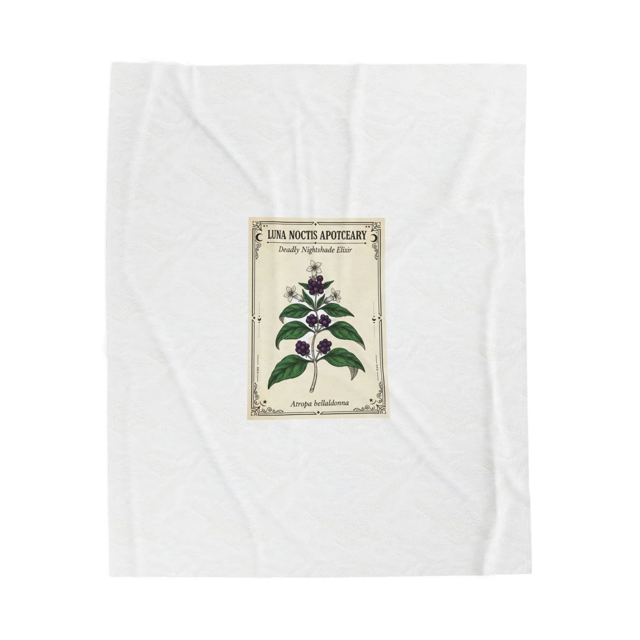 Apothecary Botanical Label Velveteen Plush Blanket | vintage herbal, occult herb design