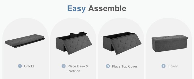 Folding Ottoman Stool with Storage Chest, Padded Seat, End of Bed Bench, Ideal for Bedroom & Living Room Use