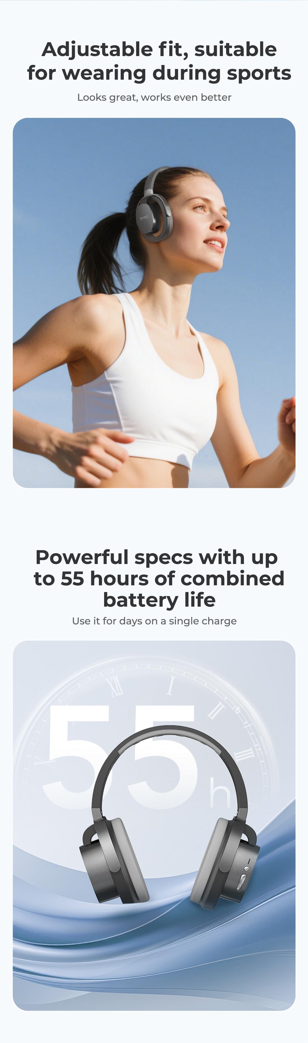 HTC HP07 AI Translating Headphones - 134 Language Real Time Translation Ultra Breathable Open Ear Design 30 Hour Battery HD Calls Sport Level Waterproof Lightweight Comfortable