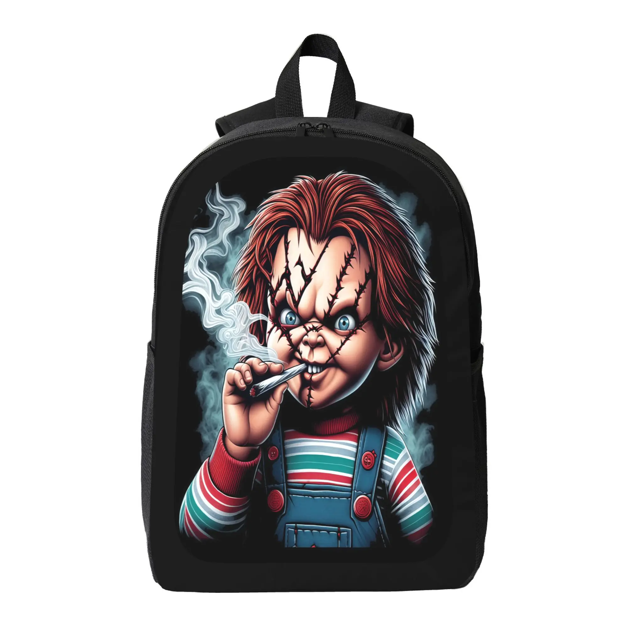 Halloween Horror Vampire Cartoon Graphic Polyester Backpack Bags, Lightweight School Daypack With Adjustable Straps, Breathable Padded Shoulders, Premium Zipper, Stylish Daily Carry For Teens Holiday Party Accessory