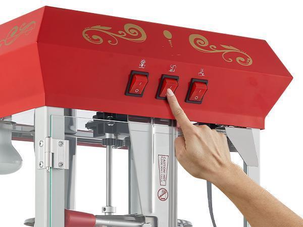 【Father's Day】VEVOR Commercial Popcorn Machine, 8 Oz Kettle, 850 W Countertop Popcorn Maker for 48 Cups per Batch, Theater Style Popper with 3-Switch Control Steel Frame Tempered Glass Doors 1 Scoop 2 Spoons, Red
