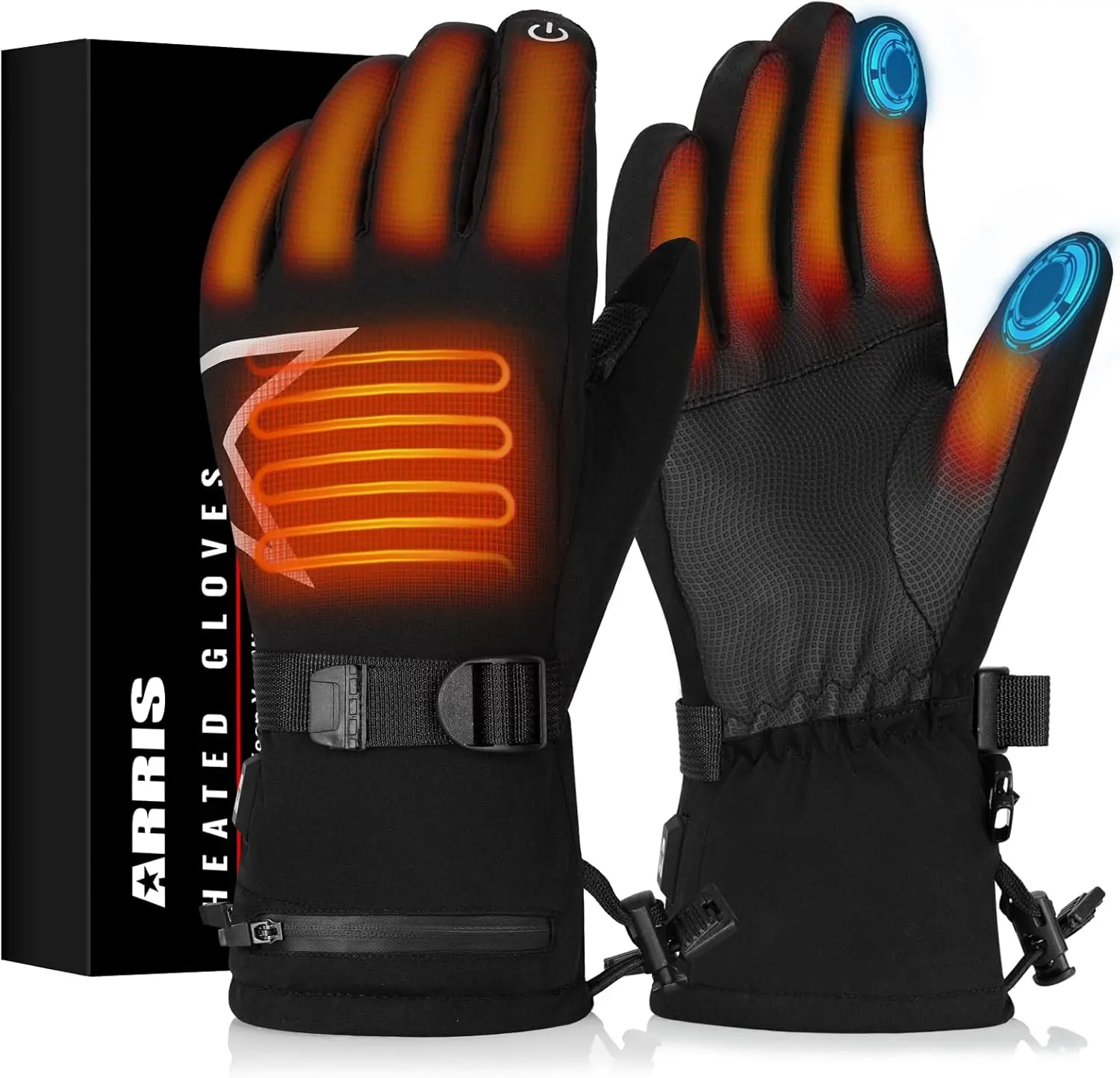 ARRIS Winter Heating Hand Gloves for Men & Women - Rechargeable Electric, Waterproof, Adjustable Fit Outdoor Sports Protectors for Motorcycle, Skiing