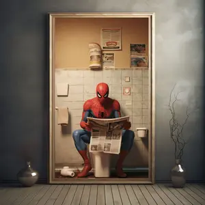 Spidermann Poster No Framed, Restroom Wall Art, Humorous Poster, Toilet Humor, Funny Bathroom sign, avengers pop art, spidey