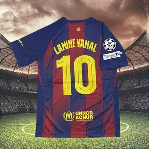 2526 Season Home Red Blue Yamal 10 Short sleeve Soccer Jersey