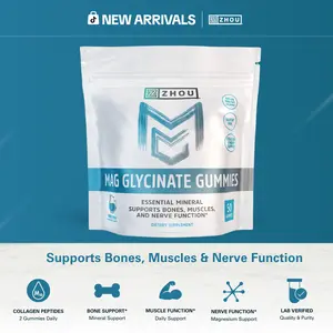 Zhou Mag Glycinate Gummies for Adults – Magnesium Glycinate Supplement with 100 mg Magnesium for Relaxation, Muscle & Nerve Support