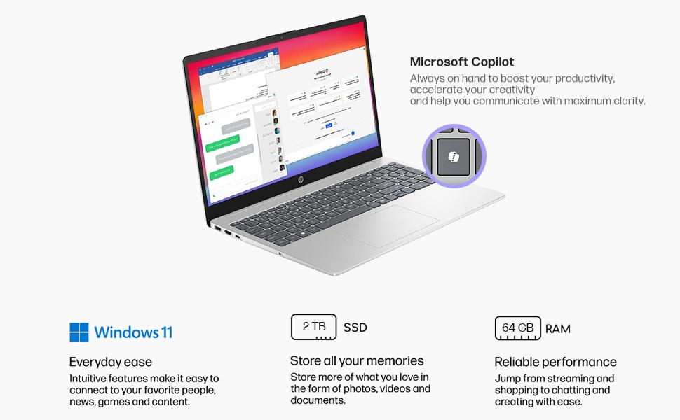 HP 15.6" Touchscreen Business Laptop Computer 2025, 13th Gen Intel i3-1315U(Up to 4.5GHz), up to 32 GB RAM, up to 2 TB SSD, Intel UHD Graphics, Long Battery Life, Wi-Fi 6, Windows 11 Pro, Copilot AI, Accessories
