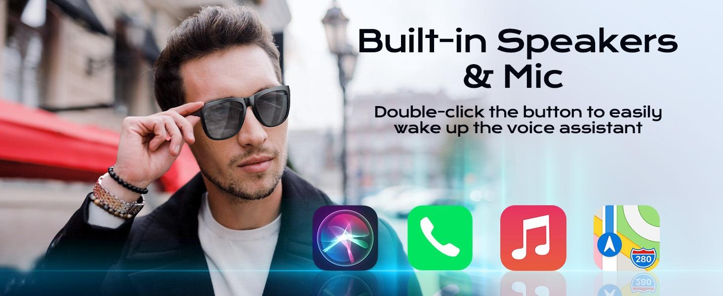 Smart Bluetooth Glasses,HD Voice Calls and HiFi Music, Hands-Free Calling, Voice Control, UV Protection, Outdoor, Sports & Travel, Unisex