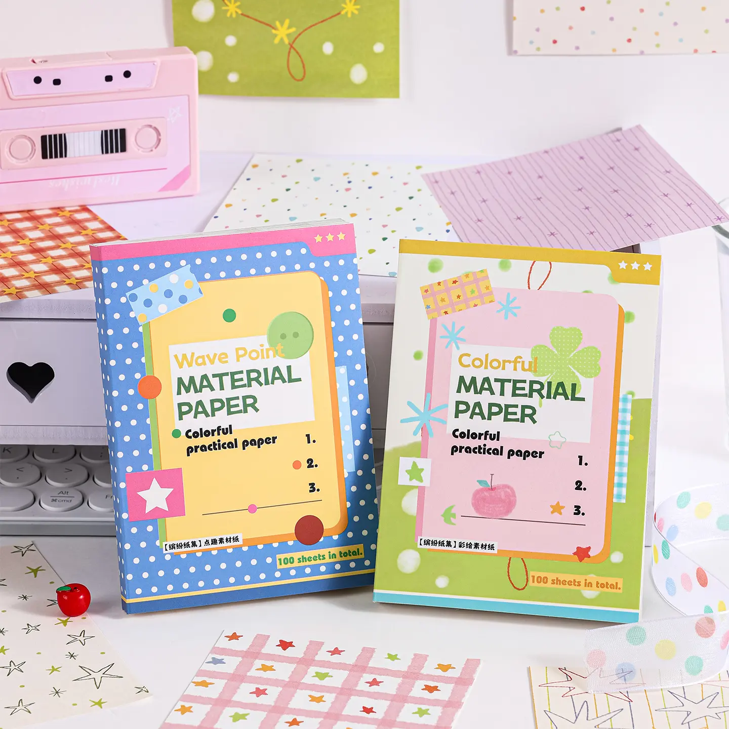 200 Pcs Vibrant Rectangle Craft Scrapbooking Kit, 3.97in x 5.6in Japanese-Korean Style Cardstock, Ideal for Enhancing Planning Experience, Bible Journaling