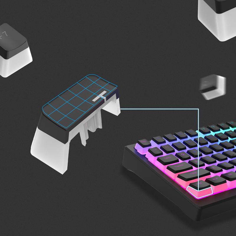 Womier Pudding Keycaps PBT Shine Through 165 Keys Set OEM Profile Custom Keycaps for Mechanical Keyboards Black