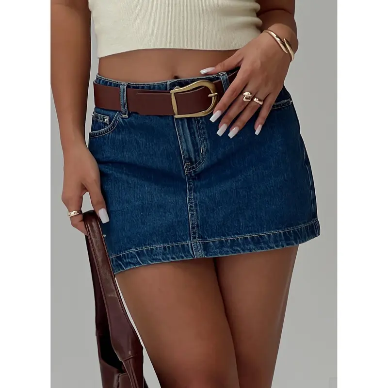 Nickei Denim Mini Skirt Mid Wash