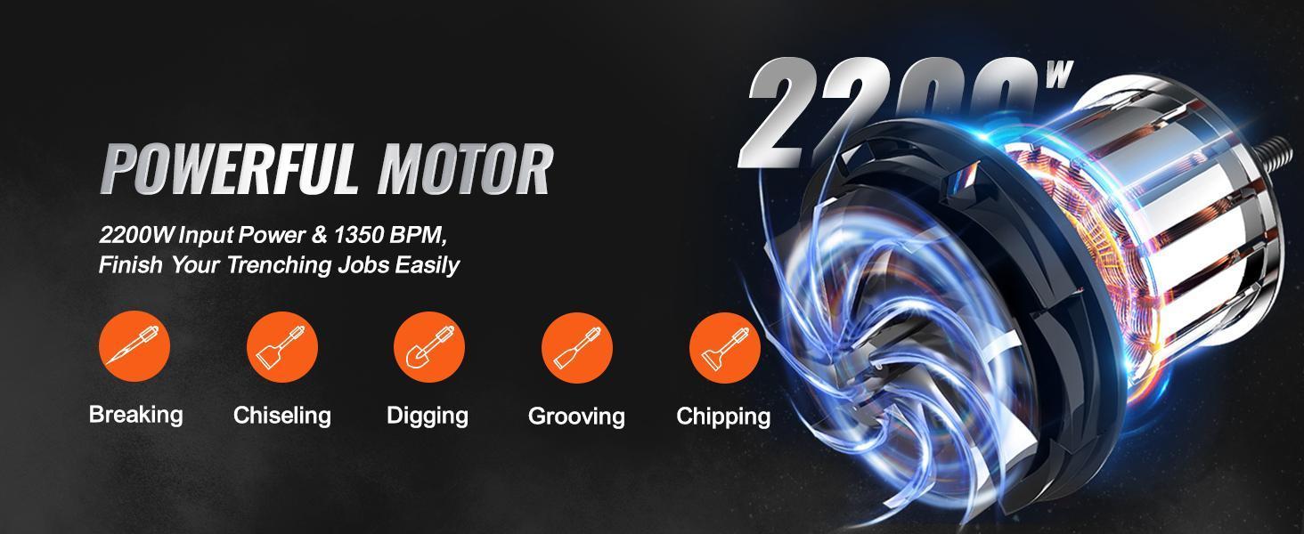 【Backtoschool】VEVOR Demolition Jack Hammer with 2/4/6 Chisel Bit, 360°C Swiveling Front Handle, Electric Hammer & Gloves for Concrete Breaking VEVOR Super Brand Day 【Backtoschool】VEVOR Demolition Jack Hammer with 2/4/6 Chisel Bit, 360°C Swiveling Front Handle, Electric Hammer & Gloves for Concrete Breaking VEVOR Super Brand Day