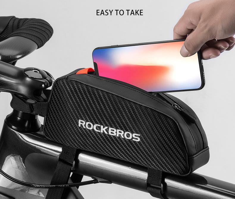 ROCKBROS Top Tube Bike Bag Bicycle Front Frame Bag Bike Accessories Pouch Compatible with iPhone 14/13/12 Pro Galaxy S22/S21