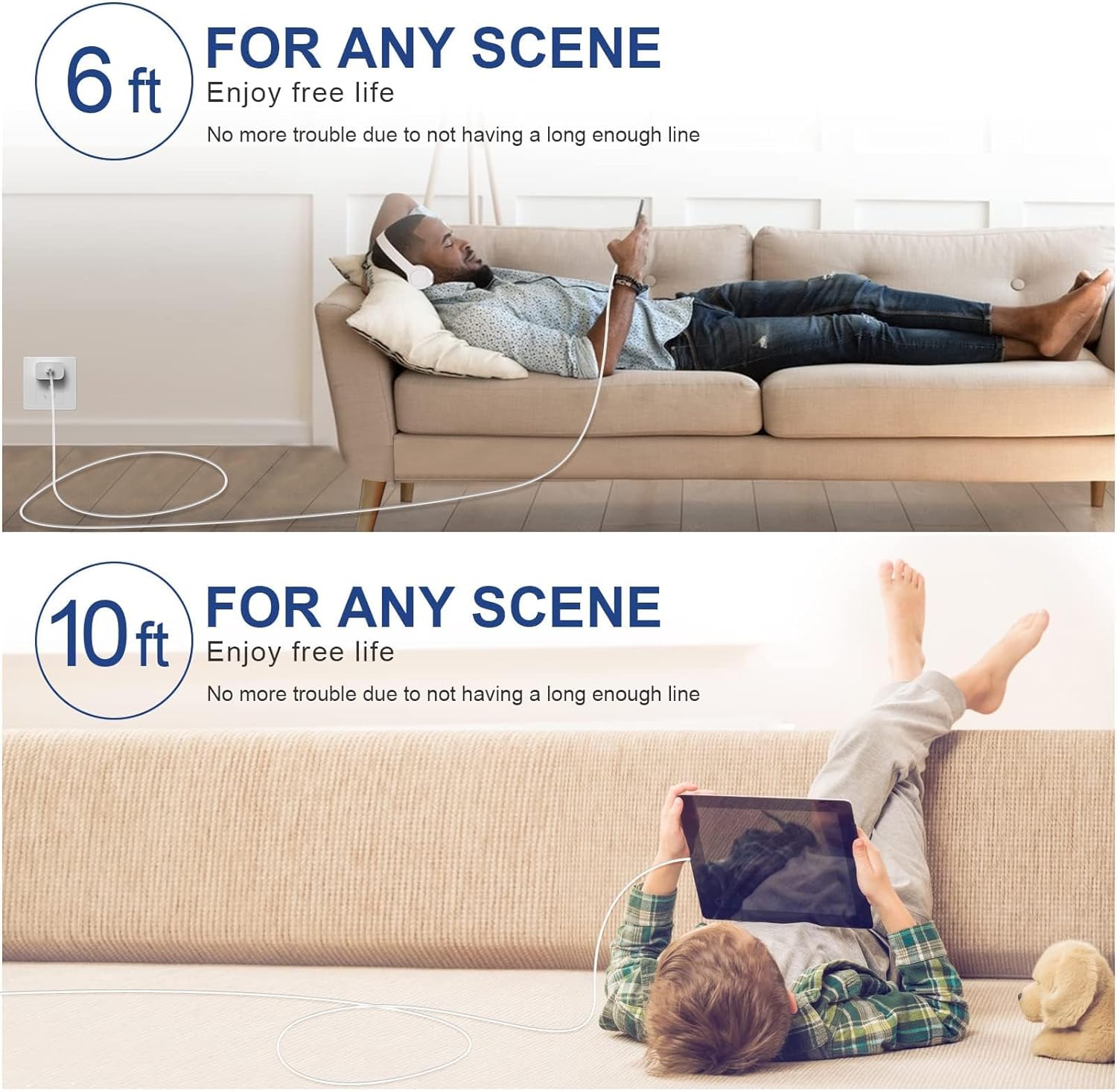 10FT/6FT Super Fast Charging 2-Pack Type-C Wall Charger Block with 2-Pack USB-C to Lightning Cable for iPhone 14/13/12,AirPods Pro, Mobile Smartphone