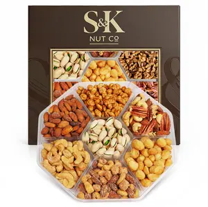 S&K NUT CO Gourmet Nuts Gift Tray, 7-Variety Sweet & Roasted Nut Assortment, 1 lb, Perfect for Corporate & Family Gifting, Glazed Peanuts, Roasted Almonds, Cashews, and More