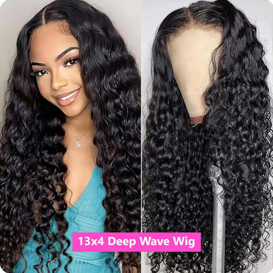 Bling Hair Glueless Wigs Deep Wave Human Hair Wig 6x4 Pre-Cut Curly Water Wave 5x5 7x5 9x6 Lace Closure Wigs 180% Density Ready Go Wigs For Women