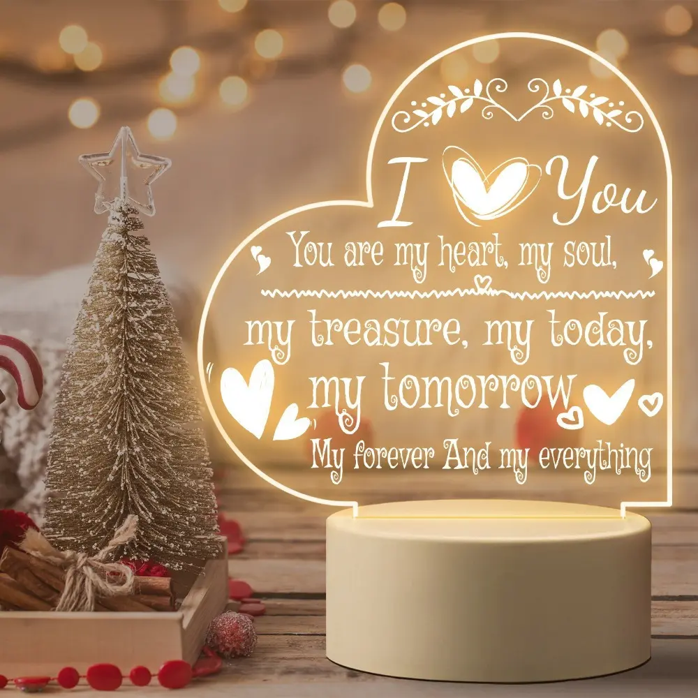 Customizable Engraved LED Night Lamp with Romantic Design - Love-Message Glow, Heartfelt Message, Thoughtful Present, Valentine’s Day Decor, Home & Festive Supplies