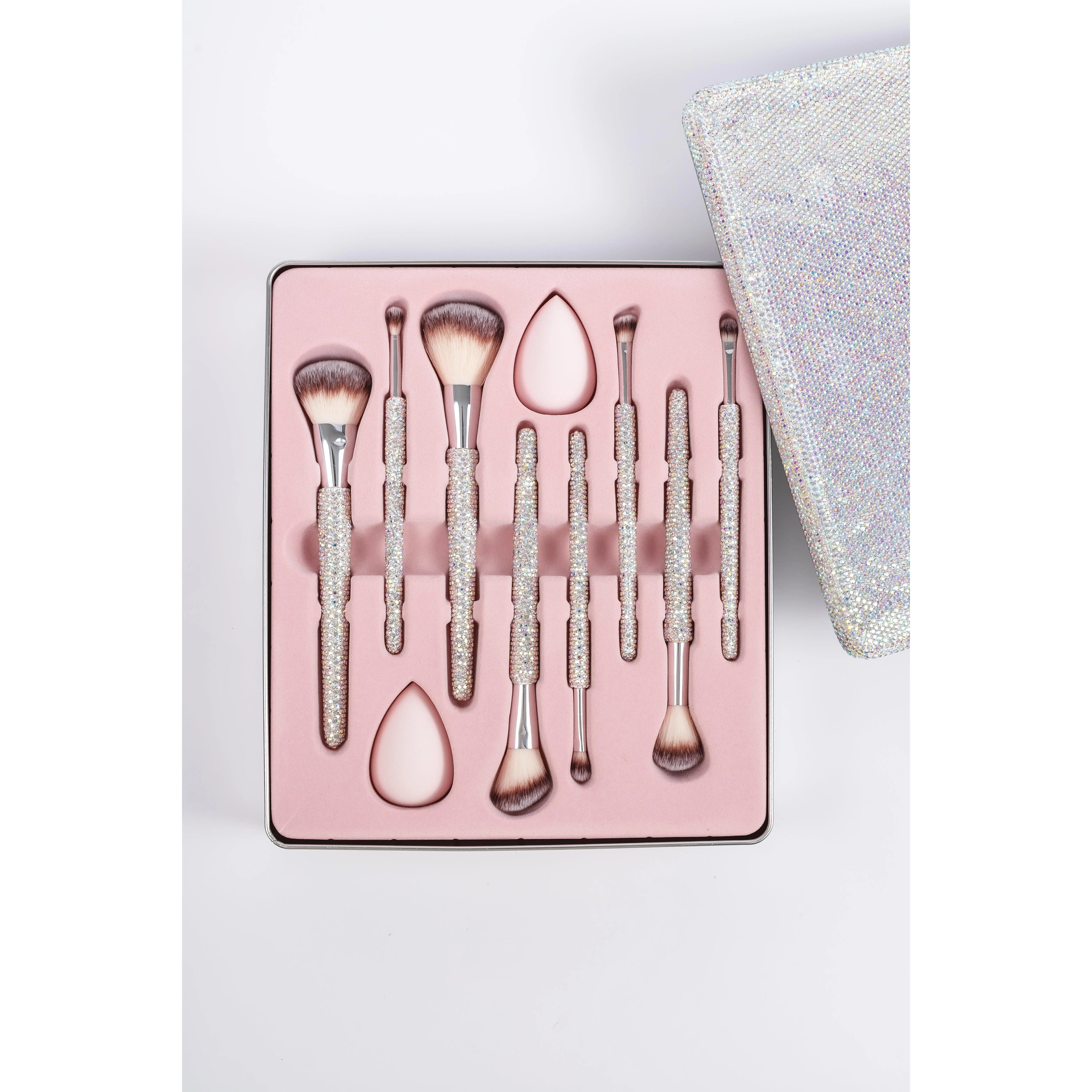 Chunky Silver Tin Glitz & Glam | 10pc Essentials Collection Brush Set | GG4757