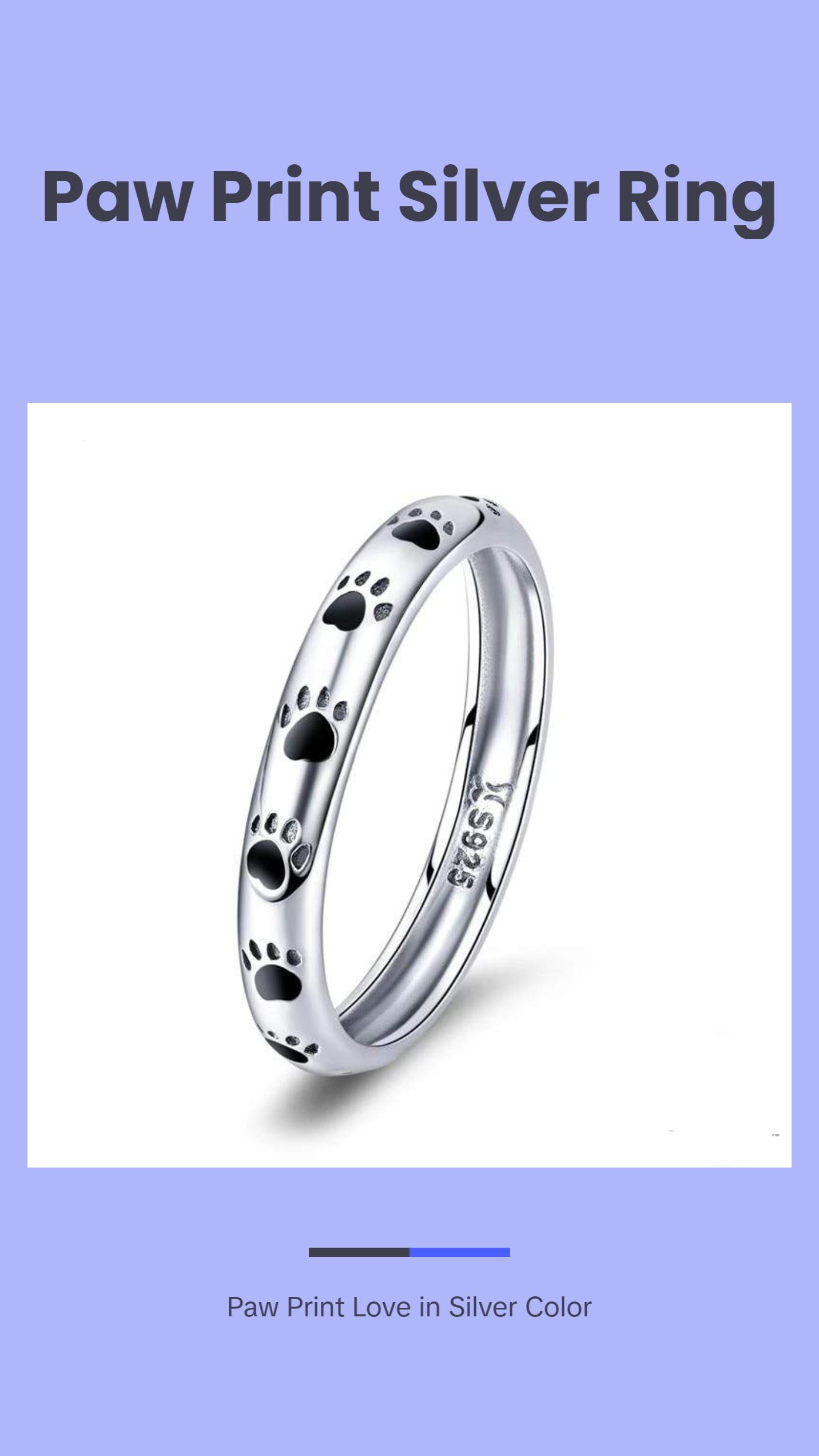 Sterling Silver Ring With Engraved Puppy Paw Prints                                                                                                                                  45
