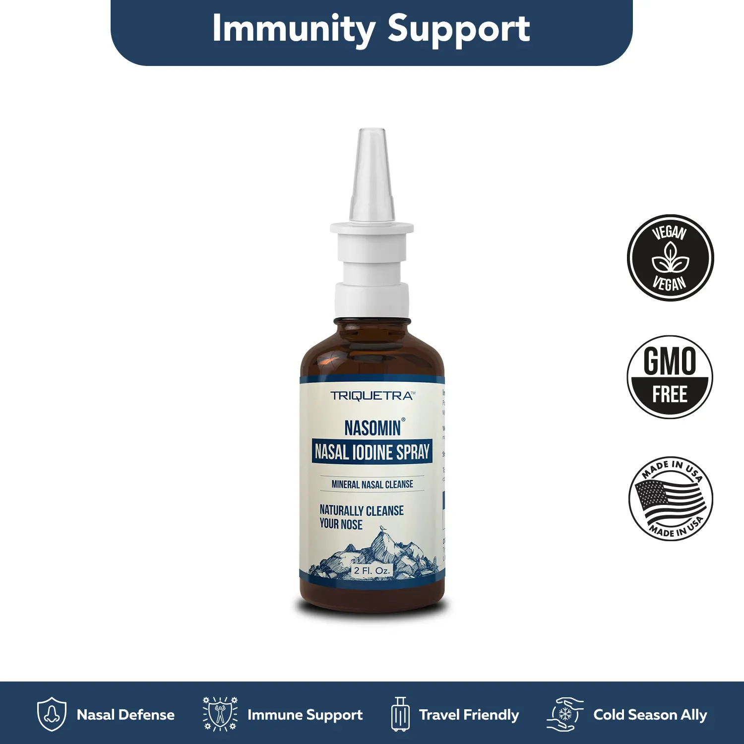 Nasomin Nasal Iodine – Nasal Cleanse– Neutralize Nose - Iodine + Fulvic Acid Blend -100% Natural Mineral Complex – (2 oz. Bottle+Nasal Sprayer) Oral Daily