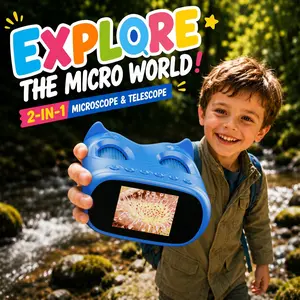 ASPOVEN Two-In-One Kids Telescope&Microscope 3M-1000M Distance Telescope 1000X Magnification 4K Microscope Manual focus Type-C Powered STEM Device for 3-12 Years Boys Girls  #SummerVibes