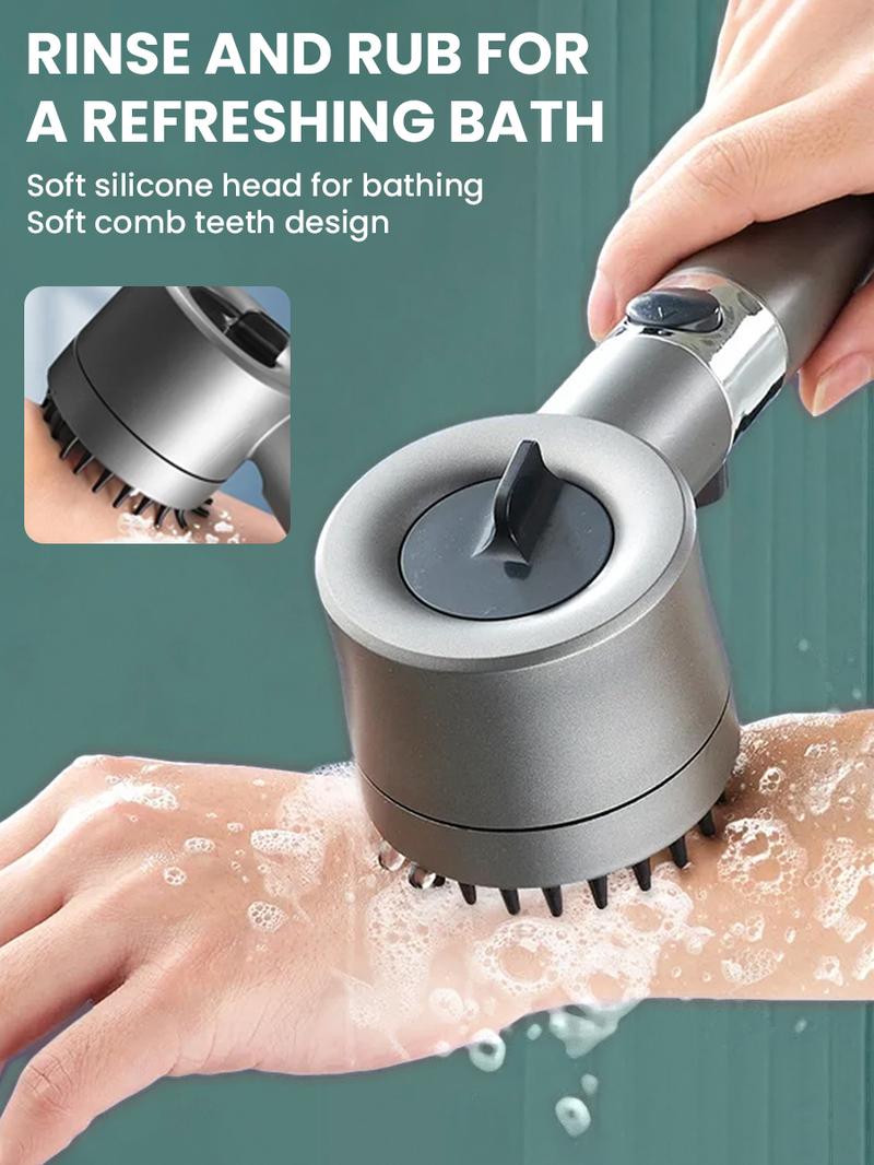 9-Piece Adjustable Shower System with High Pressure, 3-Speed Massage, One-Touch Water Stop, Universal Interface, Stainless Steel Panel, Hose Holder, and Filter Element