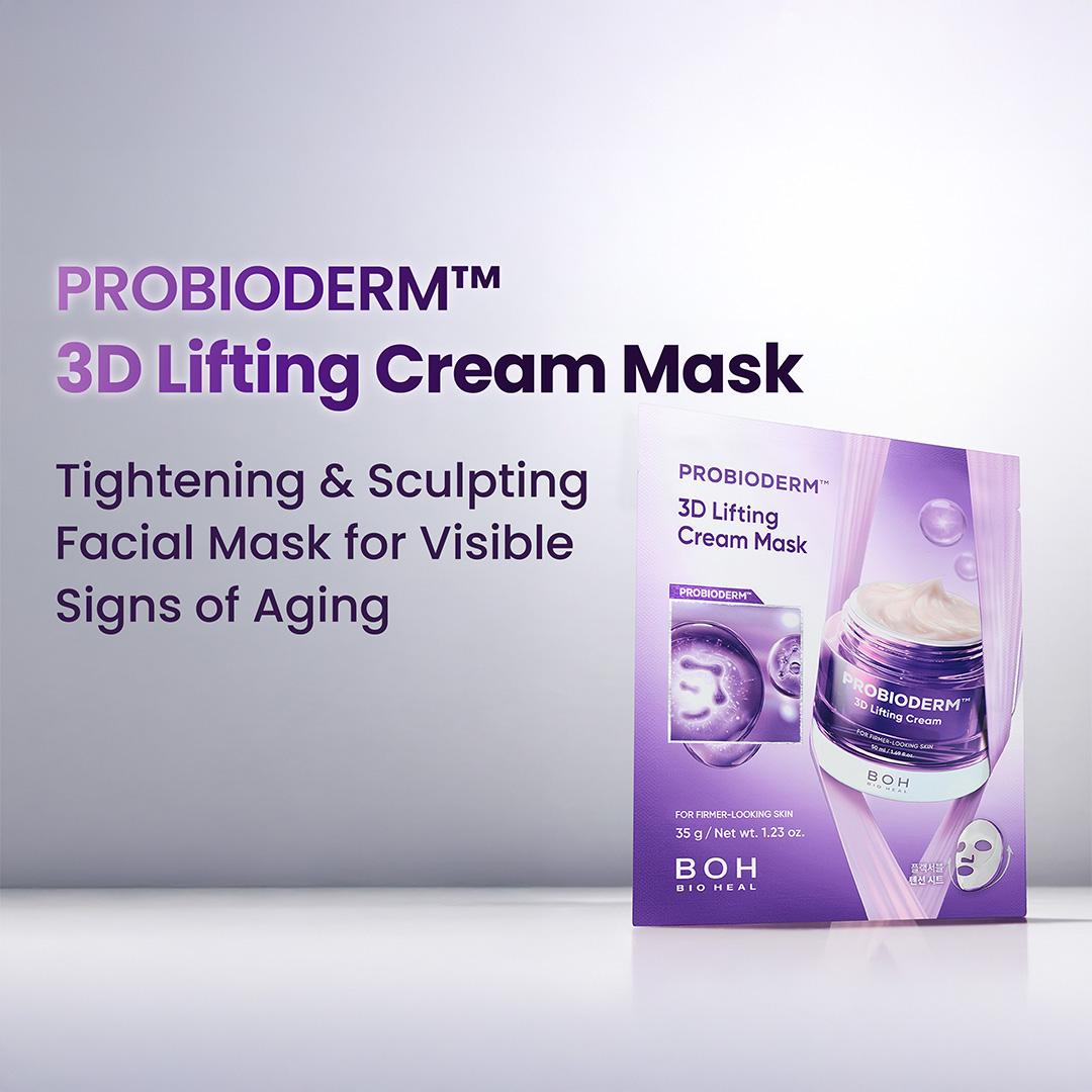 [BIOHEAL BOH Official] Probioderm 3D Lifting Cream Duo Pack | 2 Full Size Cream + 2 Pack of Mask | Firming & Anti-Aging Korean Skincare Routine Value Set | Peptide Face Cream for Jawline Lift & Wrinkle Daily Care Restore