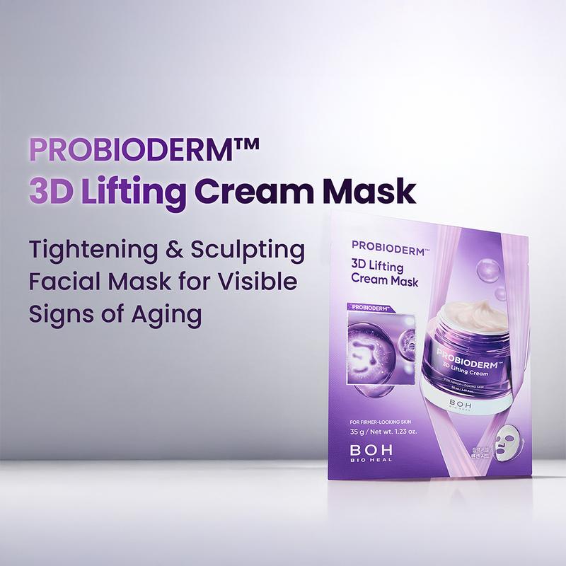 [BIOHEAL BOH Official] Probioderm 3D Lifting Cream Duo Pack | 2 Full Size Cream + 2 Pack of Mask | Firming & Anti-Aging Korean Skincare Routine Value Set | Peptide Face Cream for Jawline Lift & Wrinkle Daily Care Restore