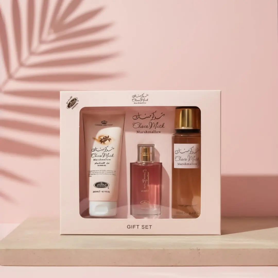 Al Rehab Choco Musk Marshmallow Multi-Pack Fragrance Set - 50 ml EDP, Shower Gel, Perfumed Spray - Unisex Adults' Eau De Parfum with Marshmallow, Strawberry, Vanilla Notes