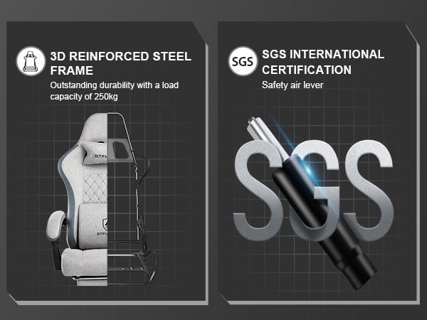 GTPLAYER Gaming Chair, Technical Fabric Office Chair with Pocket Spring Cushion, Linkage Armrests and Footrest, High Back Ergonomic Computer Chair