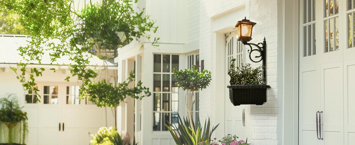 Hoodink 1/2 Pcs Solar Post Light With Planter, Room Decor For Easter Wedding Decorations, Black Post Light, 2 In 1 Outdoor Solar Post Light For Porch Front Door Patio Roadside Decoration