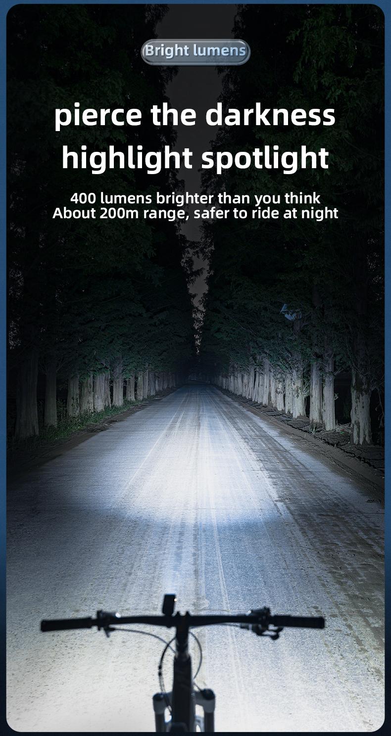 ROCKBROS Bike Lights USB Rechargeable IPX6 Waterproof Bike Headlight Easy Installation Bright Bike Front Light for Night Riding