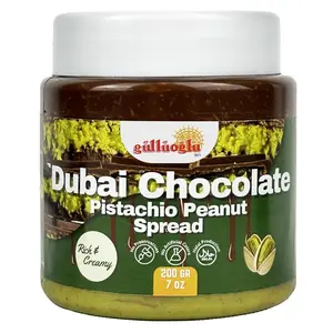 Gulluoglu Dubai Chocolate Pistachio Peanut Spread – Rich & Creamy Middle Eastern Chocolate Paste with Roasted Pistachios & Peanuts, 7 oz (200g) Jar – Gourmet Halal Dessert