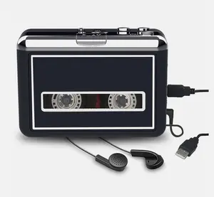 Black Portable Cassette Player Converter with Audio LAVA Software & High-Quality Mechanism for PC Laptop & Mac