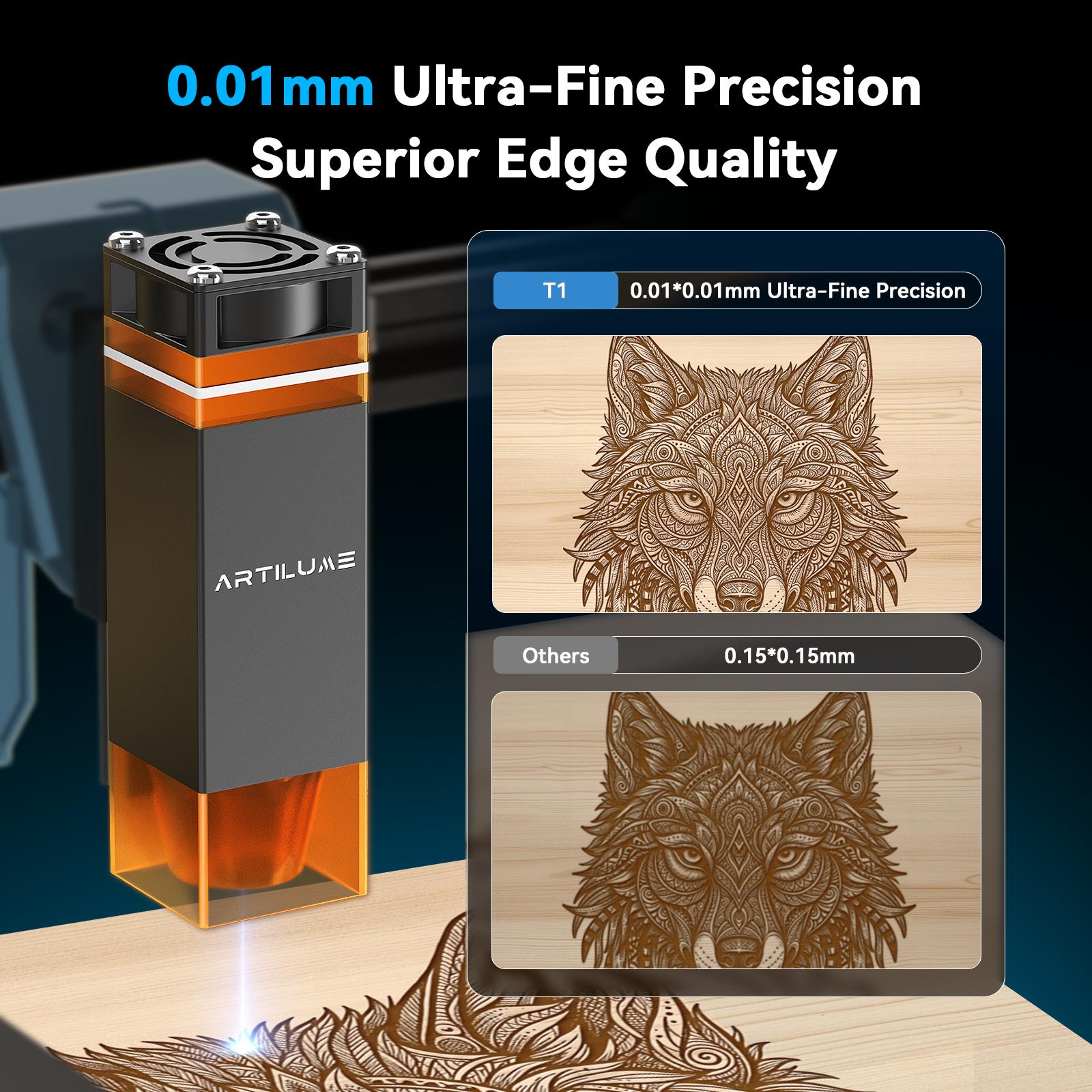 ARTILUME T1 Laser Engraver, Portable & Foldable Laser Engraver and Cutter Machine, 0.01mm Precision, Large Working Area 150×200mm for Wood, Leather, Acrylic, Ideal for Beginners & Small Businesses