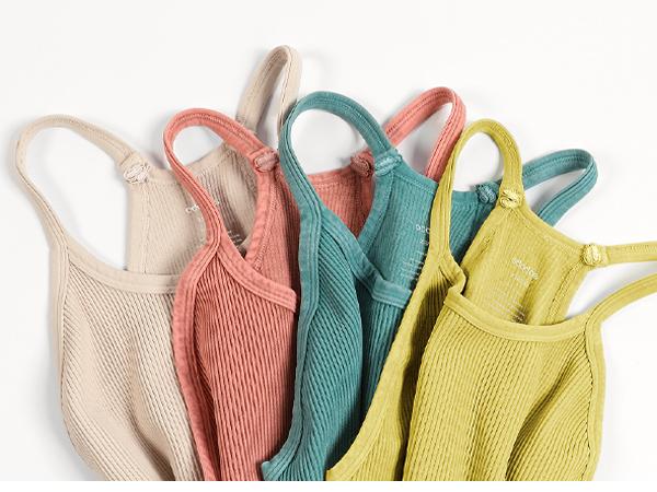 ODODOS Women's Crop 3-Pack Seamless Rib-Knit Camisole Crop Tank Tops