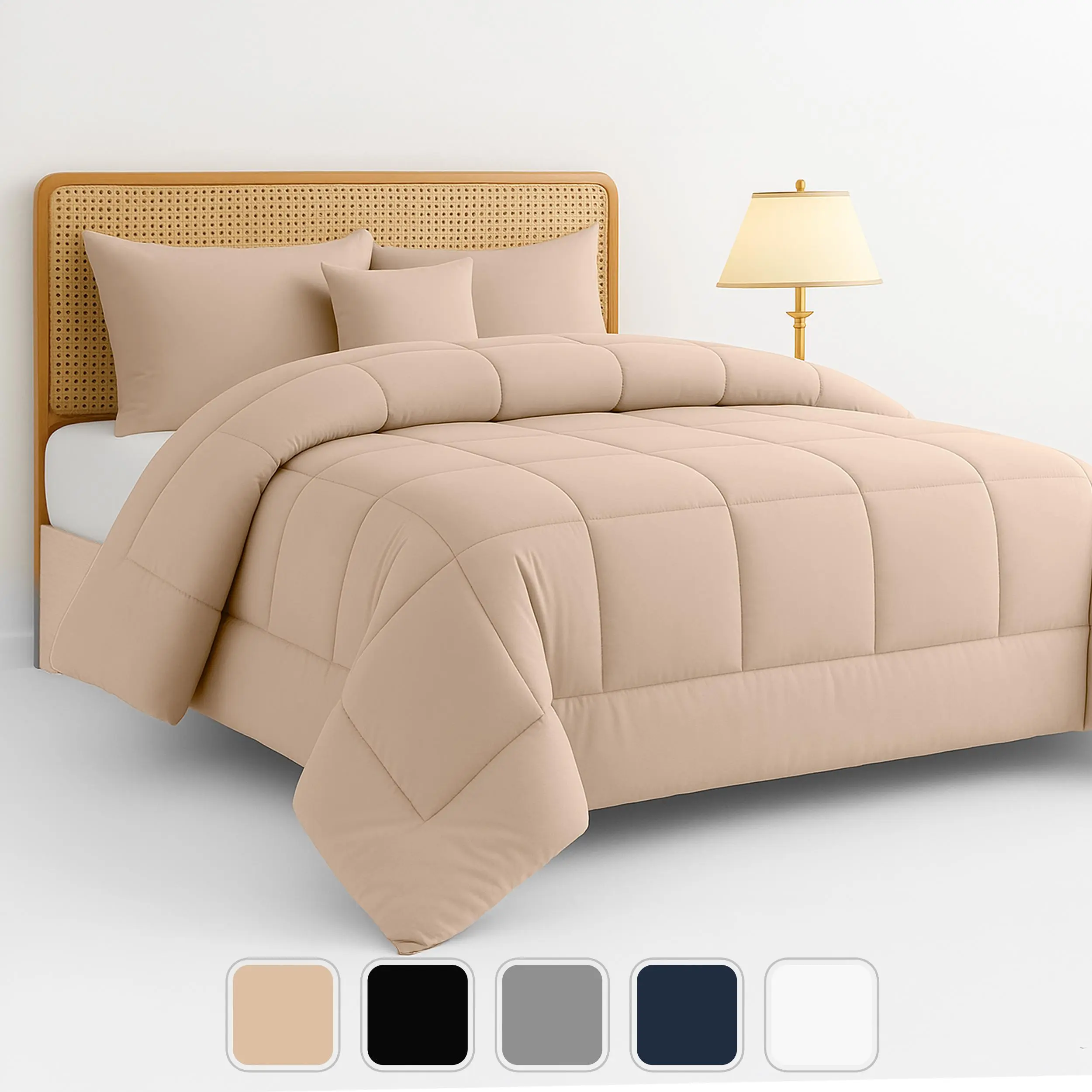 LDC LUX DECOR COLLECTION 5-Pc Box Stitched Soft Bedding Comforter Set - Wrinkle Resistant, Solid, Lightweight Breathable All-Season Down Alternative Comforter, Duvet Insert, Bedroom Decor (All Sizes) LDC LUX DECOR COLLECTION 5-Pc Box Stitched Soft Bedding Comforter Set - Wrinkle Resistant, Solid, Lightweight Breathable All-Season Down Alternative Comforter, Duvet Insert, Bedroom Decor (All Sizes)