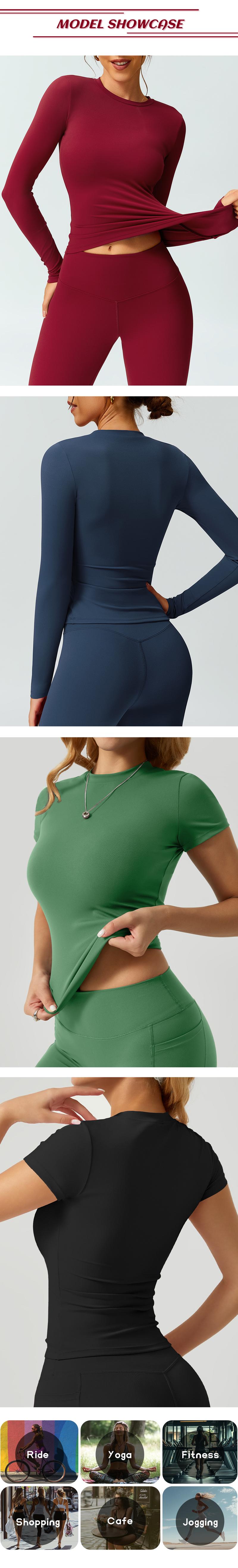 TimeOFF 5-Piece Solid Sports Tee Set Round Neck Slim Stretchy Ideal for Yoga Gym Workouts Women's Athletic Wear Sporty Style Clothes gym shirts workout tops oversized gym shirts Fitness Outfit