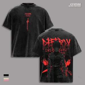 Maki Zenin Jujutsu Kaisen Vintage Washed Oversized T-Shirt – “Destroy Everything” Heavenly Restriction Anime Graphic Tee, Heavyweight Cotton Dark Streetwear Shirt JJK Season 3 Anime Merch