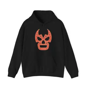 Men's lucha libre wrestling culture and underground legend Graphic Hoodie - Long Sleeve Pullover Regular Fit | Soft & Breathable Fabric, Durable Print, Everyday Comfort, Machine Washable, graphic design with bold, stylized lucha libre mask casual wear