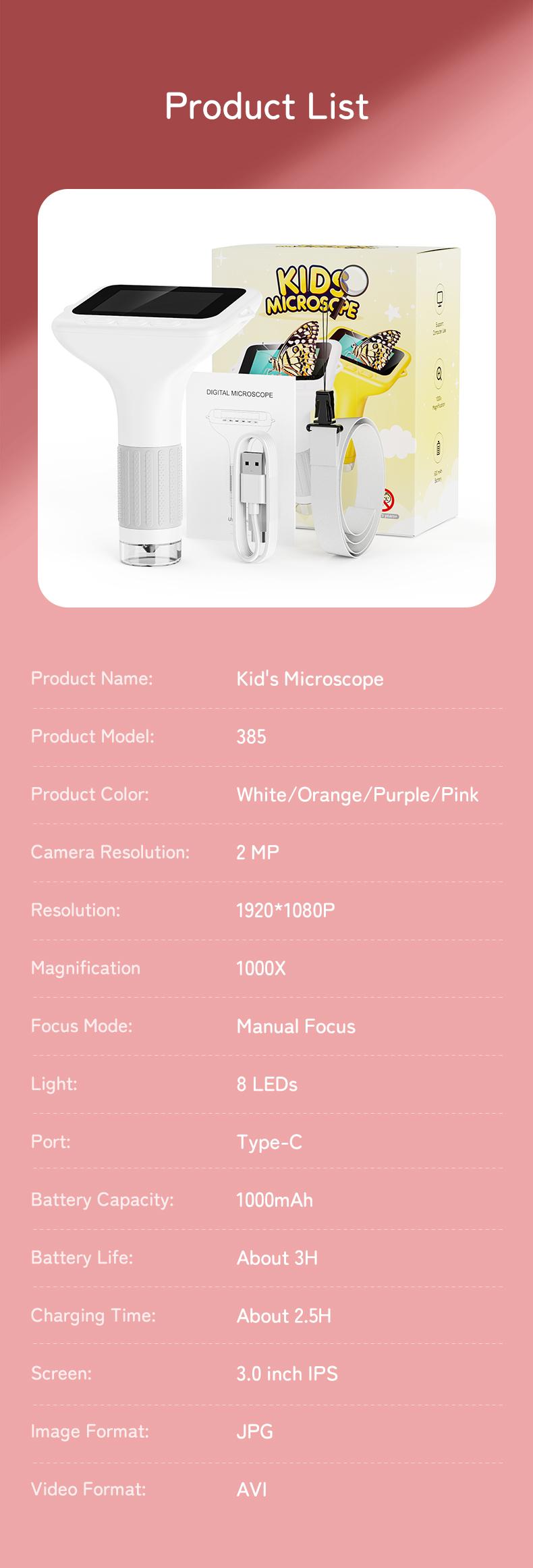 INSKAM 2025 Upgraded 4K Compound Microscope, 3" IPS Screen,100X-1000X STEM Educational Science Toys,Multiple Color,Learning tools,Christmas & Birthday Gifts for Age 5 6 7 8 9 10 11 12 Girls & Boys