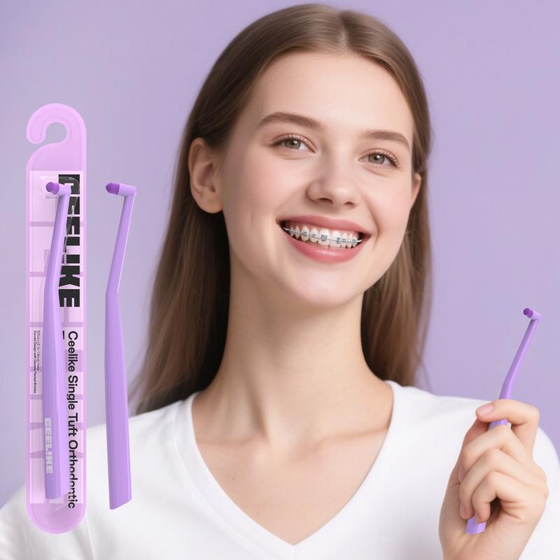 CEELIKE End Tuft Toothbrush - Single Tuft Orthodontic Toothbrush with Soft Bristles & Pointed Tip for Braces Cleaning Gentle Oral Care Non-Medical